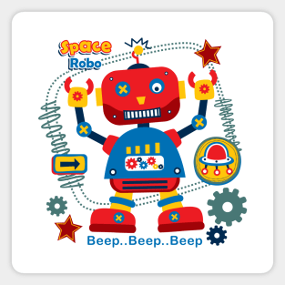 Space Robot Cartoon Magnet